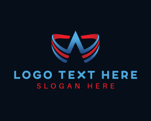 Airplane - Letter A Wings Flight logo design