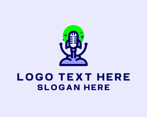 Chat - Microphone Rocket Podcast logo design