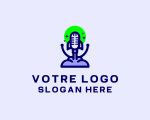 Vlogger - Microphone Rocket Podcast logo design