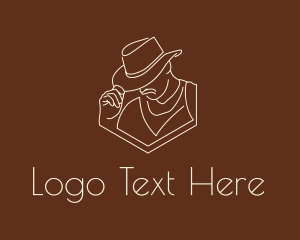 Horseback-rider - Sheriff Hat Line Art logo design