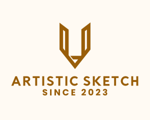 Draw - Letter V Pencil Outline logo design