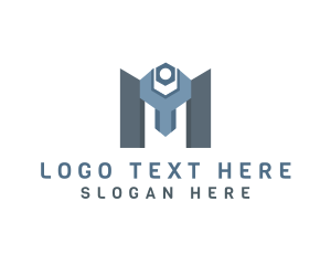 Cog - Wrench Bolt Letter M logo design