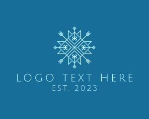 Weather - Modern Geometric Snowflake logo design