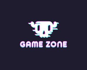 Skull Retro Glitch logo design