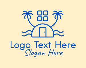Palm Tree - Blue Beach House logo design