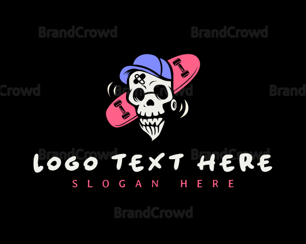 Skeleton Skater Skull Logo