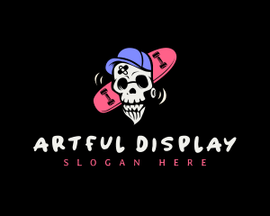 Skeleton Skater Skull logo design