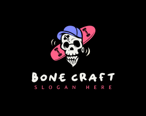 Skeleton - Skeleton Skater Skull logo design