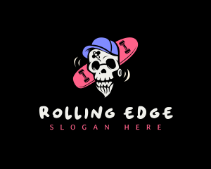 Skating - Skeleton Skater Skull logo design