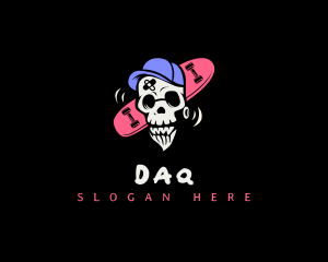 Mascot - Skeleton Skater Skull logo design