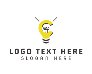 Think Tank - Light Bulb Idea Letter C logo design