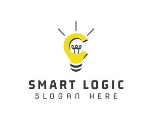 Logic - Light Bulb Idea Letter C logo design