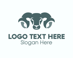 Mountain Goat - Ram Head Silhouette logo design