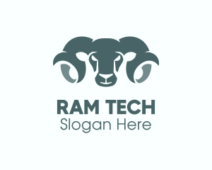 Ram Head Silhouette logo design