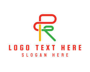Printing Press - Colorful Letter R Outline logo design