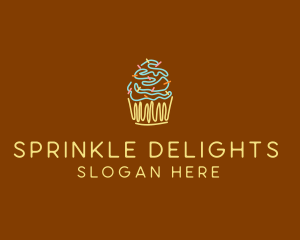 Sprinkle Cupcake Dessert logo design