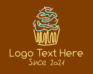 Hand Drawn - Sprinkle Cupcake Dessert logo design