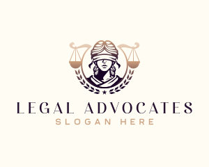 Woman Blindfold  Justice Scales logo design