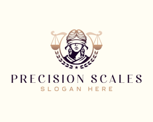 Woman Blindfold  Justice Scales logo design