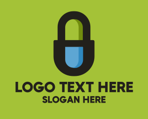 Vitamin - Padlock Medicine Pill logo design