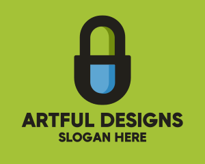 Padlock Medicine Pill logo design