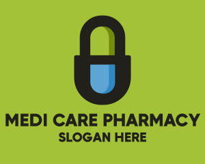 Padlock Medicine Pill logo design