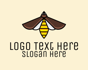Black Wings - Flying Wasp Insect logo design