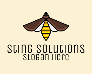 Flying Wasp Insect logo design