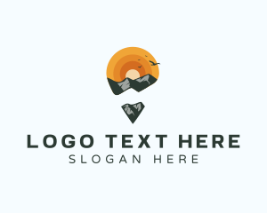 Hiking Equipment - Mountain Trekking Locator logo design