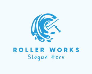 Paint Roller Tool Splash logo design