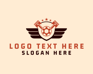 Stars - Gear Piston Wings logo design