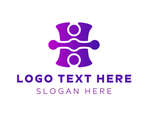Jigsaw Puzzle - Purple Tech Puzzle logo design