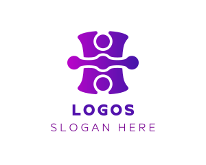 Puzzle - Purple Tech Puzzle logo design