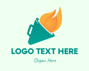 Pr - Megaphone Fire Torch logo design