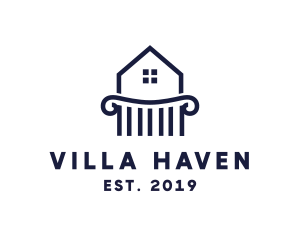 Villa - Manor Pillar House Home logo design