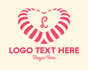 Pink Heart Candy Lettermark Logo