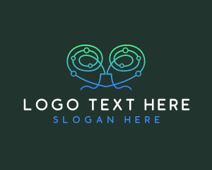 Thought - Human Brain Tech logo design