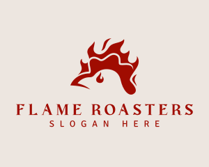 Roasting - Flame Chicken Fire logo design