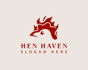 Hen - Flame Chicken Fire logo design