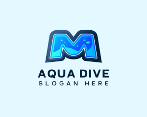 Diving - Underwater Aquatic Letter M logo design