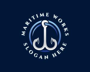 Marine Fishing Hook logo design