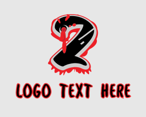 Scary - Splatter Graffiti Number 2 logo design