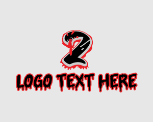 Gangster - Red Splatter Graffiti Number 2 logo design