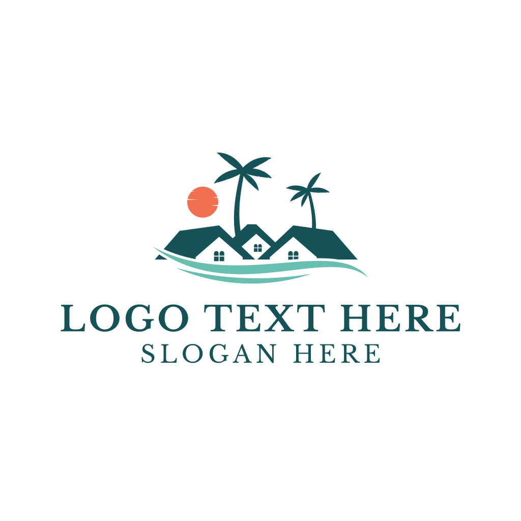 Tropical Beach Resort House Logo | BrandCrowd Logo Maker