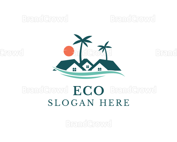 Tropical Beach Resort House Logo