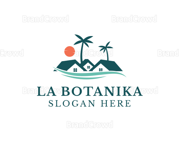 Tropical Beach Resort House Logo