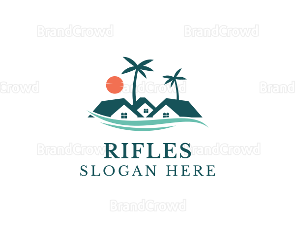 Tropical Beach Resort House Logo