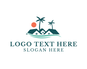Surfing - Tropical Beach Resort House logo design