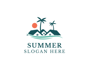 Tropical Beach Resort House logo design