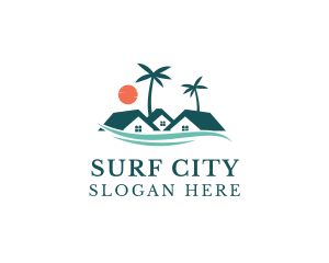 Tropical Beach Resort House logo design